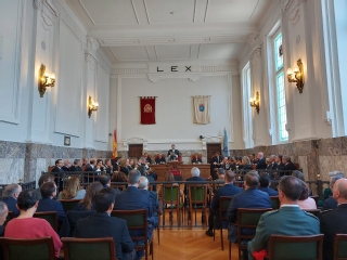 El presidente del alto tribunal de Galicia durante un momento de su intervención